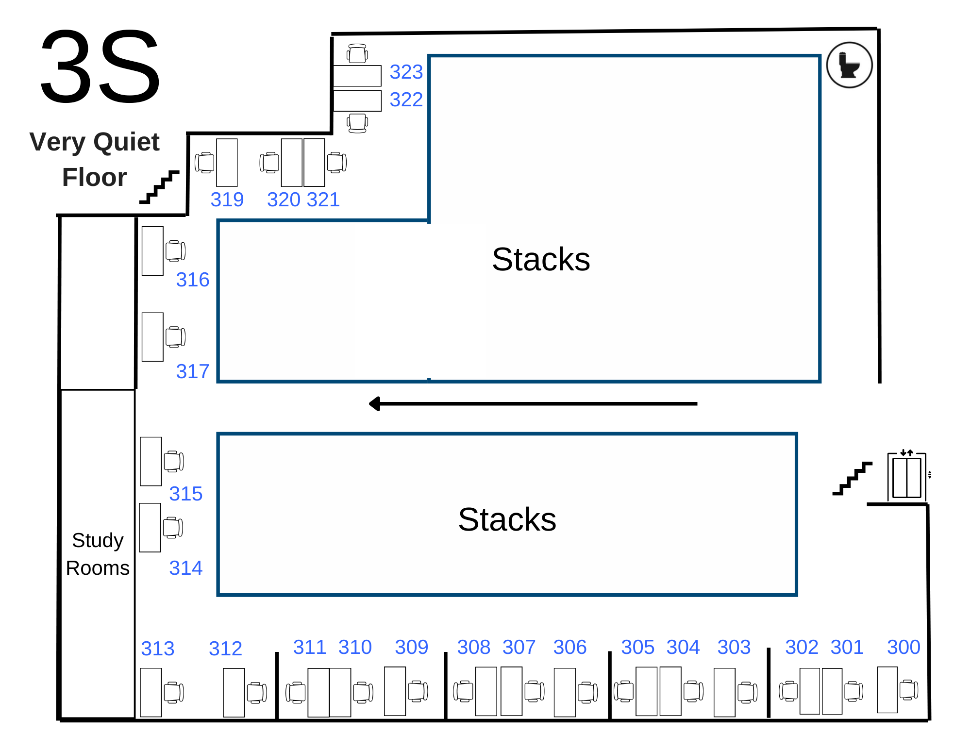 3 south stacks carrel floor plan (very quiet noise level)
