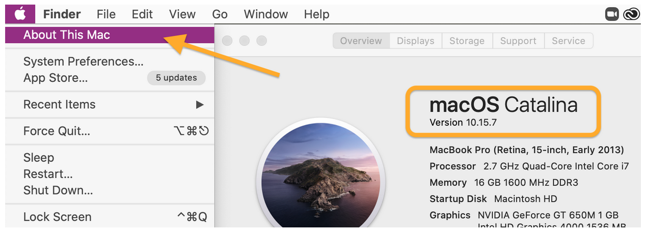 How to find what operating system your mac is running. Choose the apple button in the top bar and then About this mac.