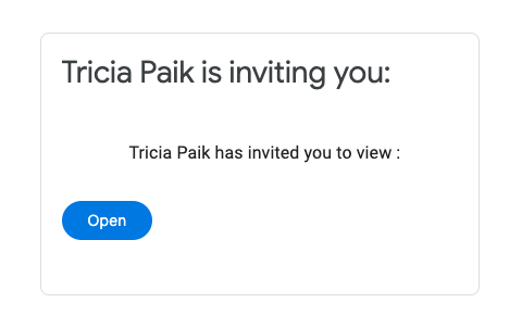 screenshot of fake file share message alleging to be from Tricia Paik