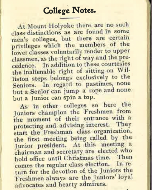 scan of the class of 1905’s Freshman Handbook first page