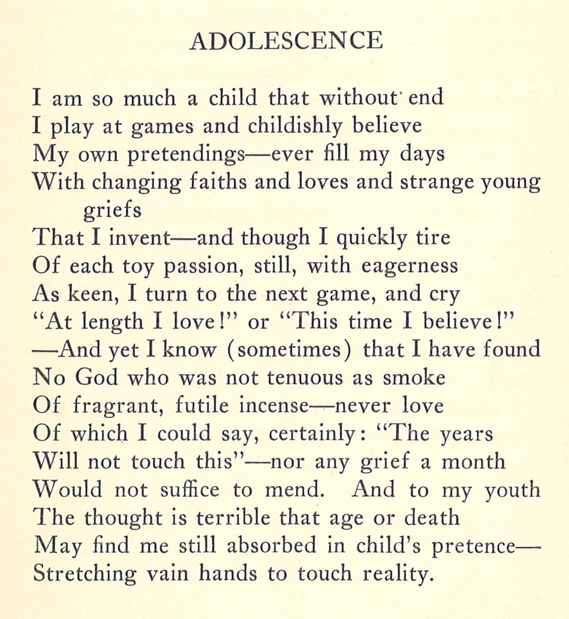 "Adolescence",  a poem by Katherine Irene Glascock