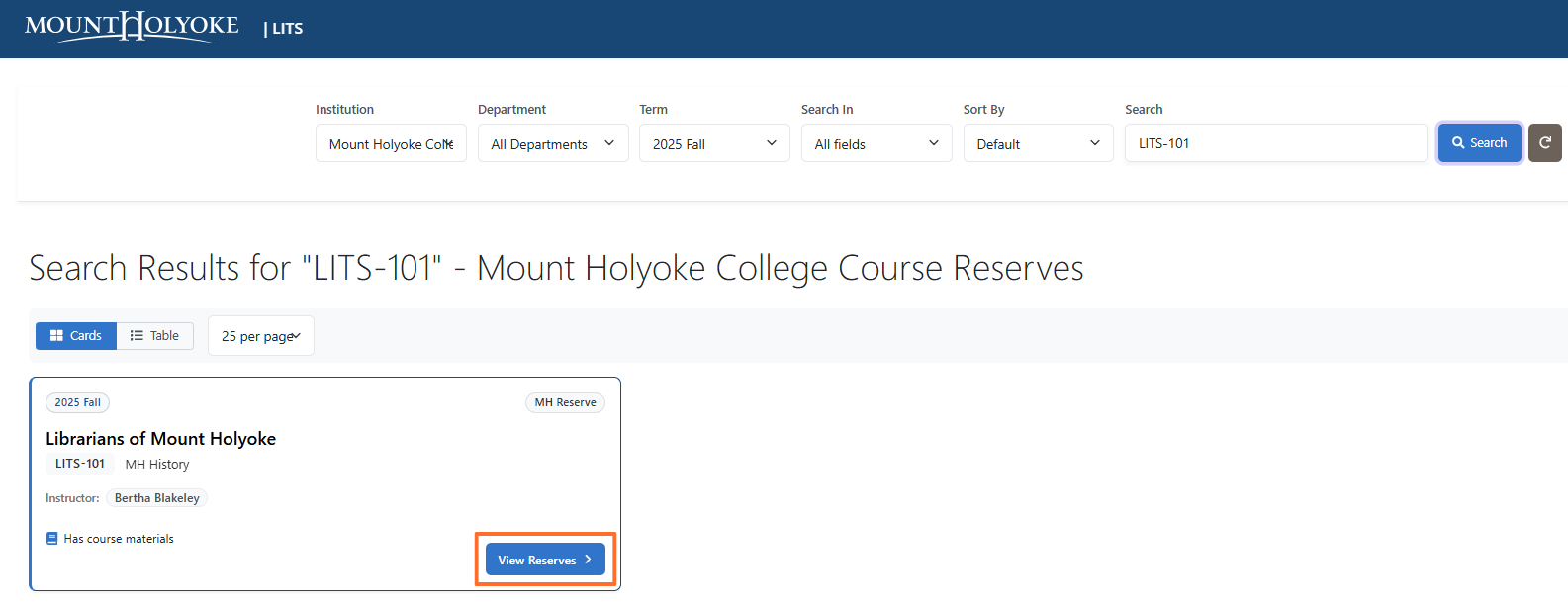 course search result 