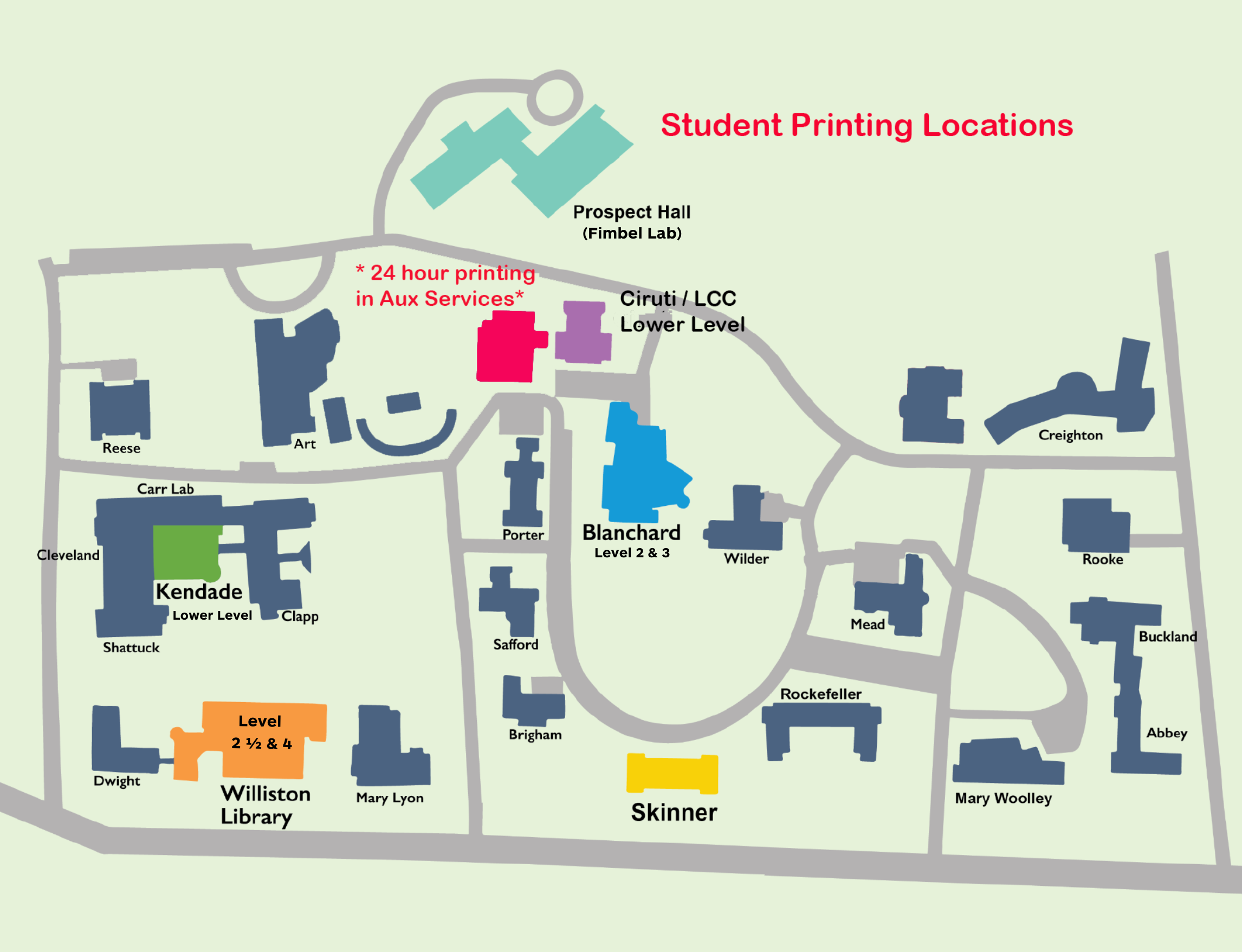 map of public printer locations