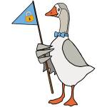 Jorge holding a flag with a padlock on it.